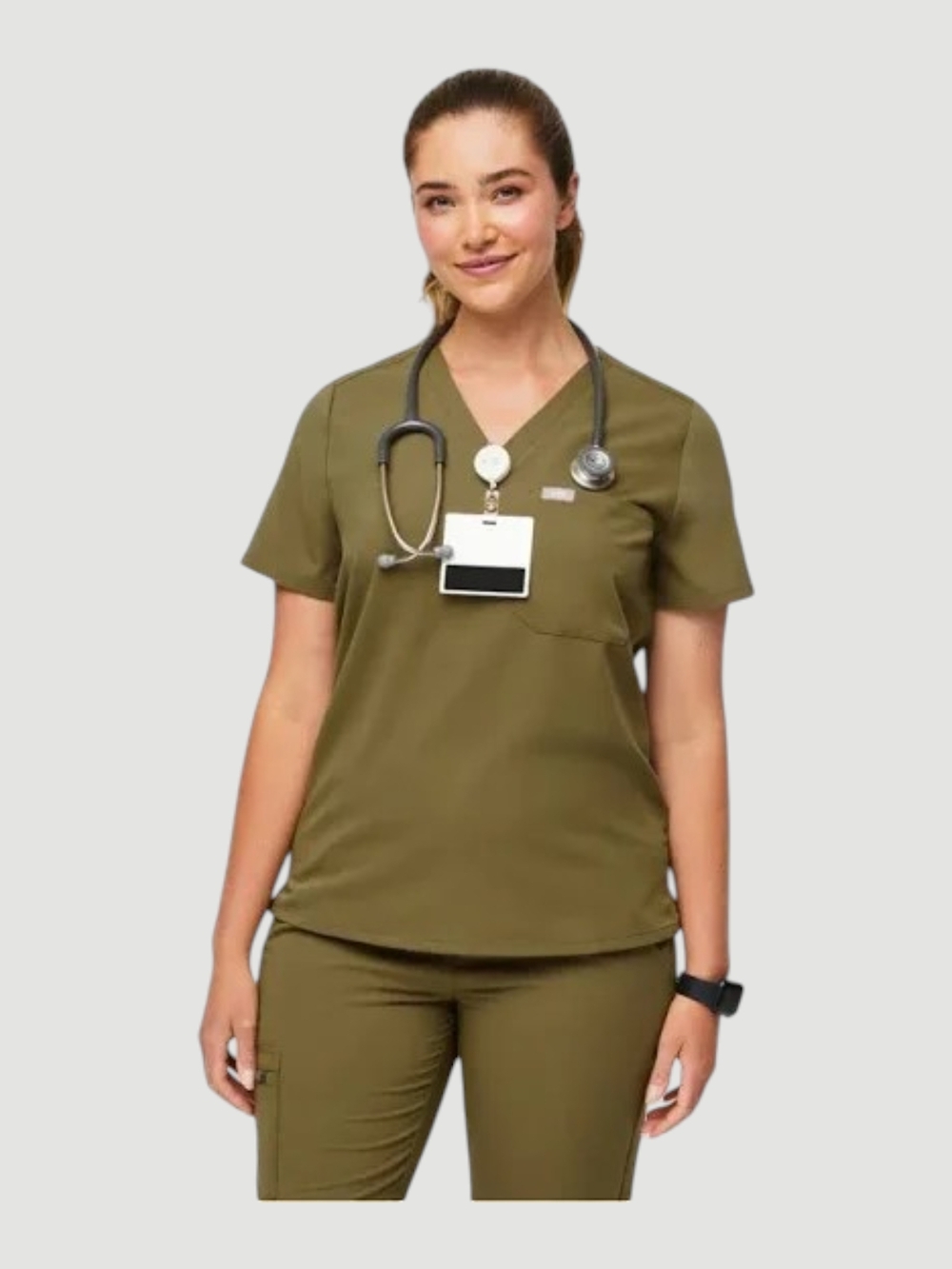 Figs Martini Olive Catarina Scrub Top